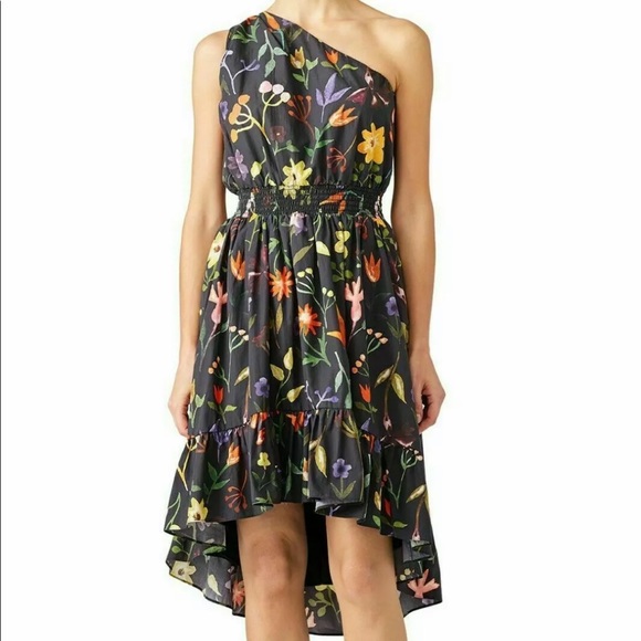 Slate & Willow Black Floral One-Shoulder Dress - Picture 2 of 10